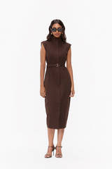 Pintucked Belted Dress