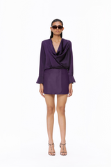 Draped Satin Skirt Set