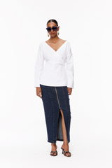 Off-Shoulder Wrap Shirt