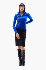 Zip Up Polo Neck Top