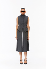 Contrast Panel Pleated Skirt