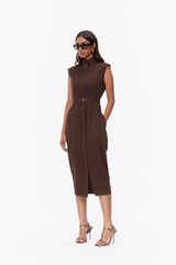 Pintucked Belted Dress