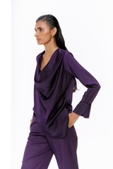 Draped Satin Blouse