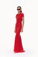 Fluted Button-Down Dress