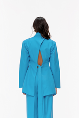 Open-Back Belted Blazer