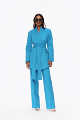 Open-Back Belted Blazer