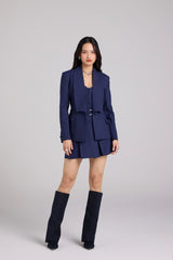 Indigo Pinstripe 3 Piece Skirt Suit