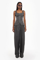 Pinstripe Zip-Up Set