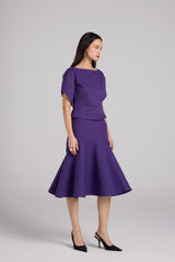 Flared Belted Midi Skirt