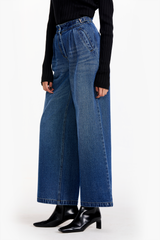 Buckled Wide-Leg Jeans