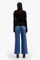 Buckled Wide-Leg Jeans