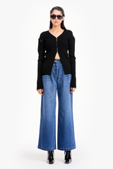 Buckled Wide-Leg Jeans