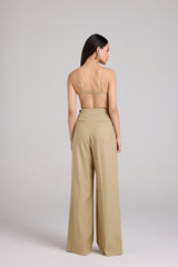 Buckled Wide-Leg Trousers