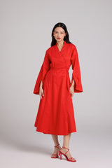 V-neck Midi Wrap Dress