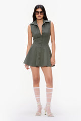 Godet Mini Shirt Dress