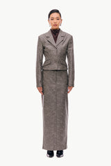 Sculpted Leather Skirt Suit