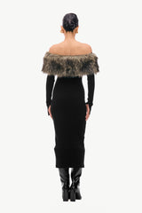 Fur Band Knit Dress