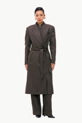 Espresso Pinstripe Longline Suit