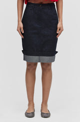 Turn-Up Denim Skirt