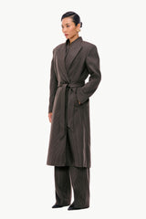 Espresso Pinstripe Longline Suit