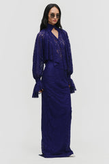 Belted Lace Column Skirt
