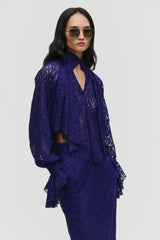 Smocked Lace Cropped Blouse