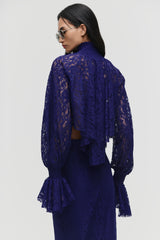 Smocked Lace Cropped Blouse