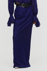 Belted Lace Column Skirt