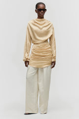 Draped Linen Dress