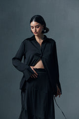 Convertible Wrap Satin Shirt