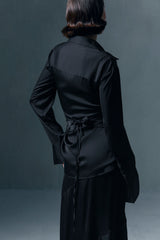 Convertible Wrap Satin Shirt