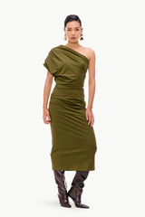 Draped Jersey Midi Skirt