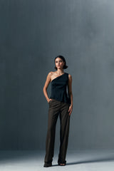 Angular Hem Satin Top