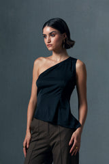 Angular Hem Satin Top