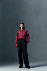Wide-Leg Pleated Trousers