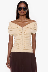 Zip-Up Pleated Top