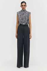 Wide-Leg Pleated Trousers