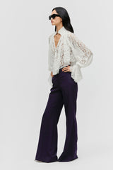 Smocked Lace Cropped Blouse