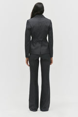 Belted Pinstripe Suit