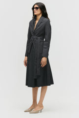Belted Pinstripe Skirt Suit