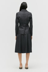 Pinstripe Three Piece Skirt Suit