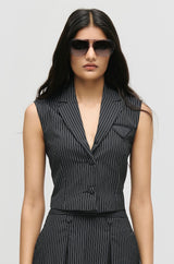 Pinstripe Notched Collar Waistcoat