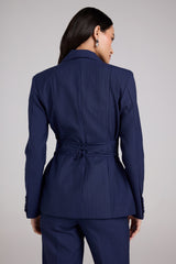 Shawl Collar Pinstripe Blazer