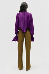 Smocked Chiffon Cropped Blouse