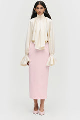 Smocked Twill Cropped Blouse
