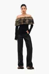 Fur Band Knit Top
