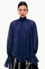 Smocked Chiffon Blouse