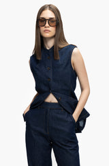 Tailored Straight-Leg Denim Trousers