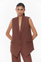 Notched Hem Waistcoat Set