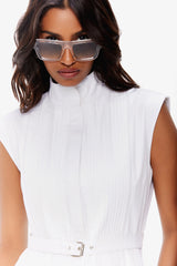 Pintucked Belted Dress